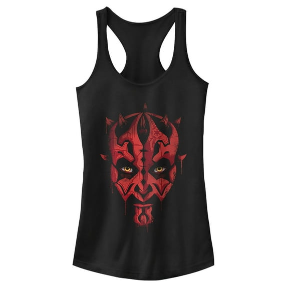 Junior's Star Wars Darth Maul Portrait Racerback Tank Top Black Medium
