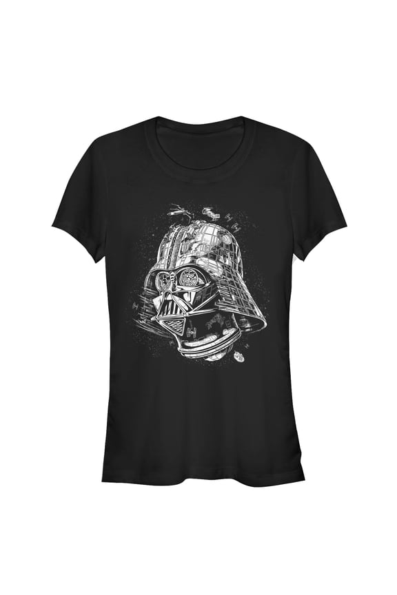 Junior's Star Wars Darth Vader Death Star Graphic Tee Black Small