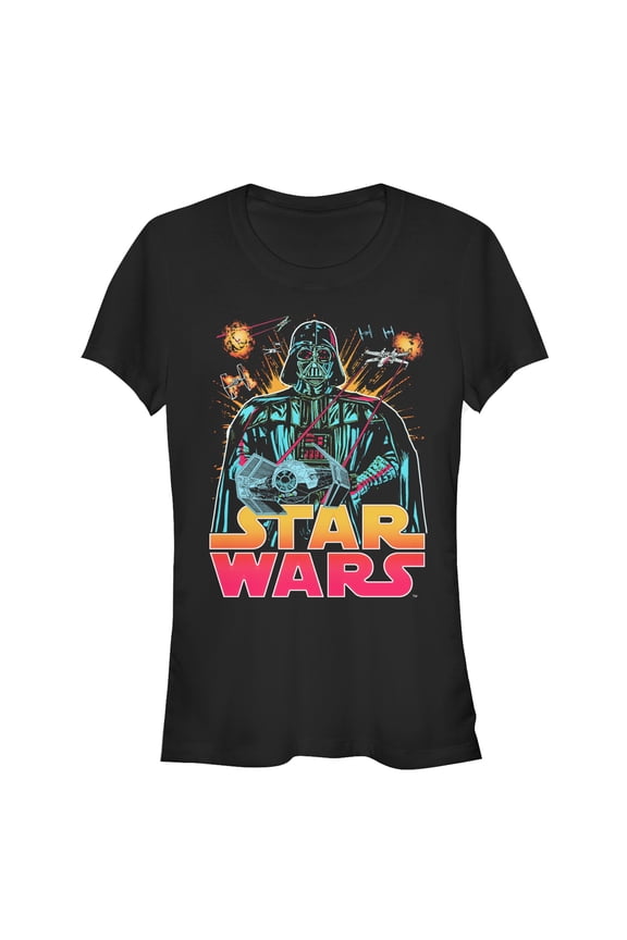 Junior's Star Wars Darth Vader Ombre Logo Graphic Tee Black Medium