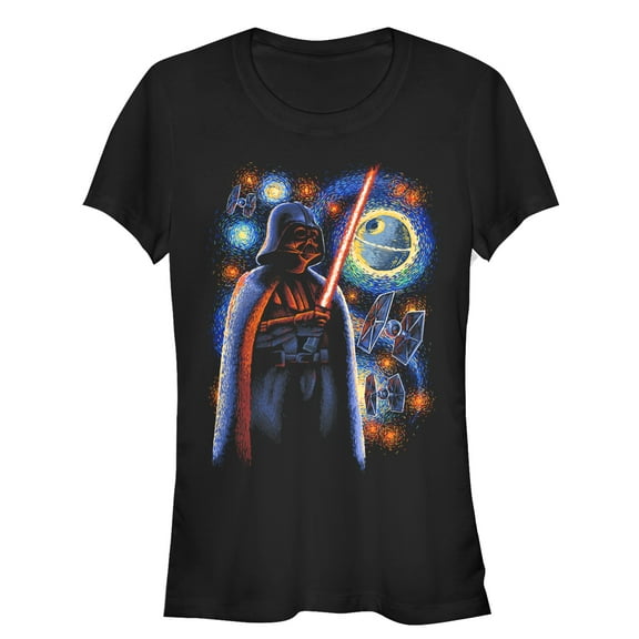 Junior's Star Wars Darth Vader Starry Night  Graphic Tee Black 2X Large
