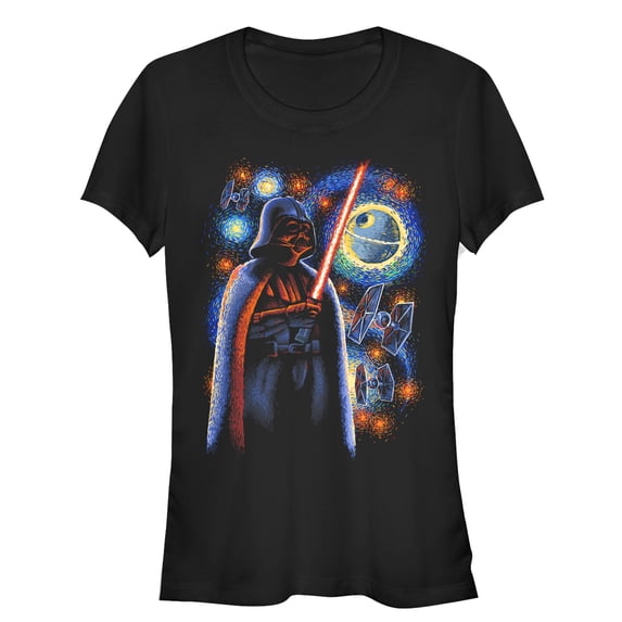 Junior's Star Wars Darth Vader Starry Night Graphic Tee Black Small
