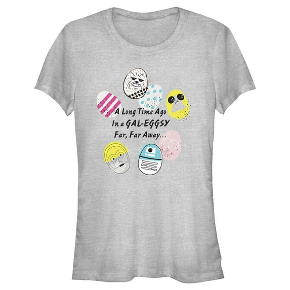 Junior's Star Wars Easter In a Gal-eggsy Far, Far Away Graphic Tee Athletic Heather Small