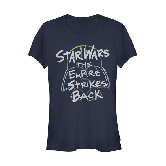 Junior's Star Wars Empire Strikes Back Crayon Outline Graphic Tee Navy Blue Large