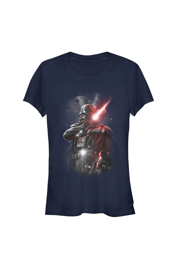 Junior's Star Wars Epic Darth Vader Graphic Tee Navy Blue Medium