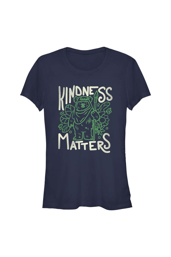Junior's Star Wars Ewok Kindness Matters Graphic Tee Navy Blue 2X Large