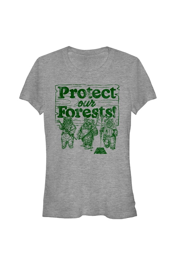 Junior's Star Wars Ewok Protect Our Forests Graphic Tee Athletic Heather Small
