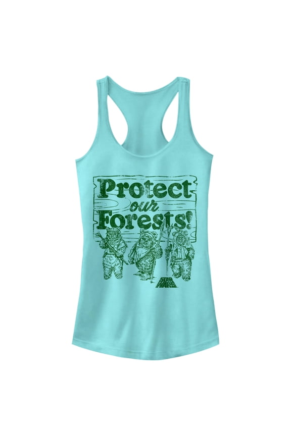 Junior's Star Wars Ewok Protect Our Forests  Racerback Tank Top Cancun Small