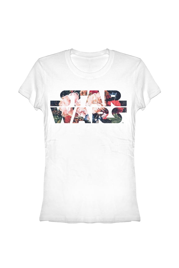 Junior's Star Wars Flower Logo Graphic Tee White Medium