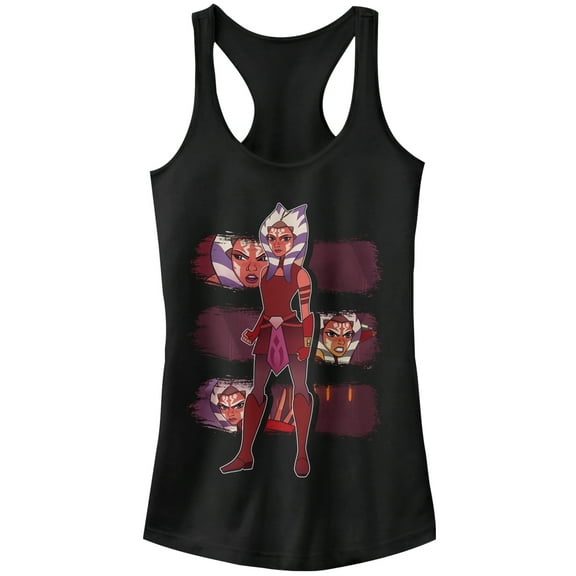 Junior's Star Wars: Forces of Destiny Ahsoka Panels Racerback Tank Top Black Large
