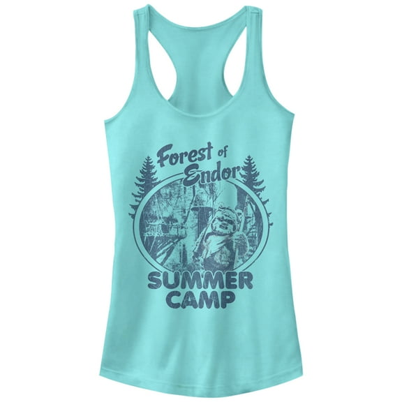Junior's Star Wars Forest of Endor Summer Camp  Racerback Tank Top Cancun Medium