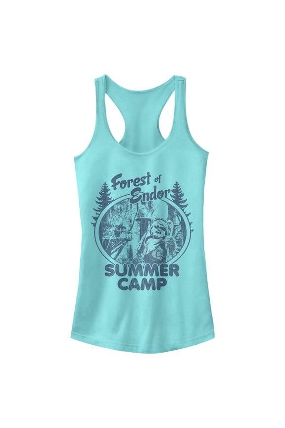 Junior's Star Wars Forest of Endor Summer Camp Racerback Tank Top Cancun Medium