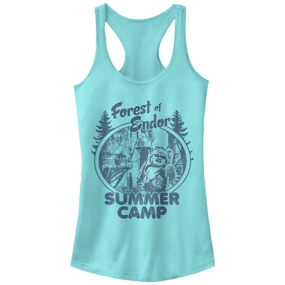 Junior's Star Wars Forest of Endor Summer Camp Racerback Tank Top Cancun Small