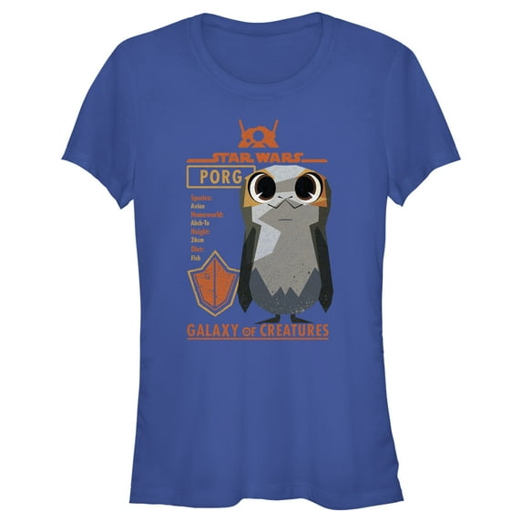Junior's Star Wars: Galaxy of Creatures Georgie Porgie Graphic Tee Royal Blue X Large
