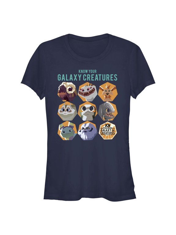 Junior's Star Wars: Galaxy of Creatures Know Your Galaxy Creatures Graphic Tee Navy Blue Small