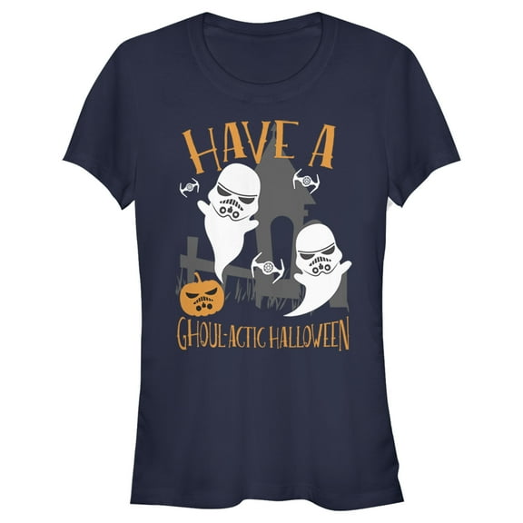 Junior's Star Wars Ghoulactic Halloween Stormtrooper Graphic Tee Navy Blue Small