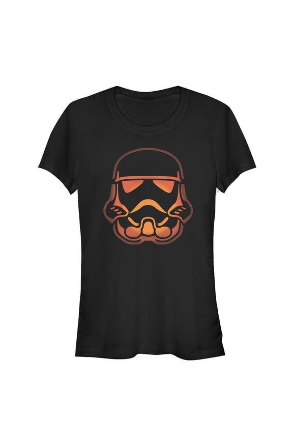 Junior's Star Wars Halloween Stormtrooper Pumpkin Graphic Tee Black Large