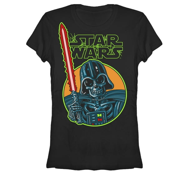 Junior's Star Wars Halloween Vader Skeleton Graphic Tee Black Large