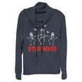 thumbnail image 1 of Junior's Star Wars Halloween Vader Skeletons  Cowl Neck Sweatshirt Navy Blue X Small, 1 of 4