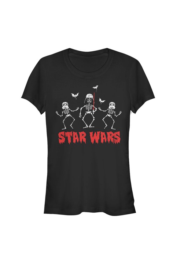 Junior's Star Wars Halloween Vader Skeletons Graphic Tee Black 2X Large