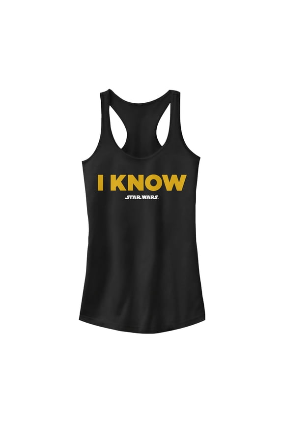 Junior's Star Wars Han Solo I Know Racerback Tank Top Black Small