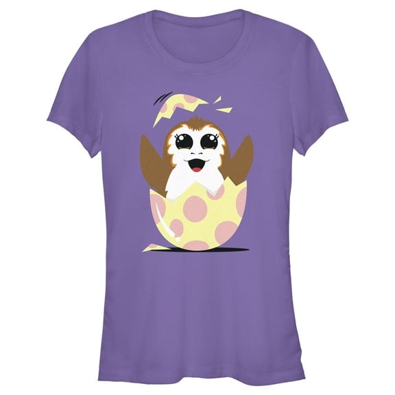 Junior's Star Wars Happy Easter Egg Porg Style  Graphic Tee Purple 2X Large