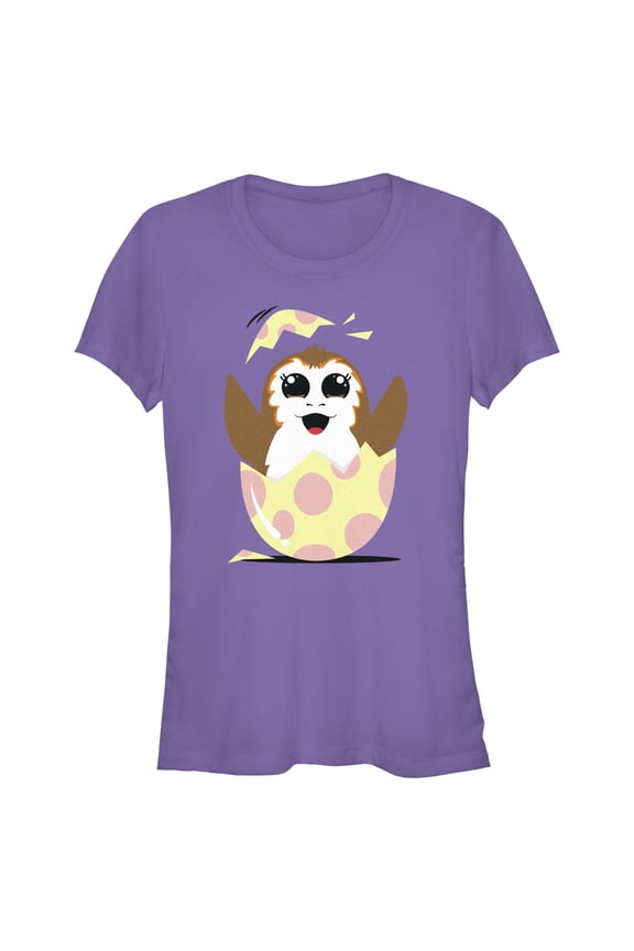 Junior's Star Wars Happy Easter Egg Porg Style Graphic Tee Purple 2X Large