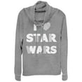 thumbnail image 1 of Junior's Star Wars Heart Stripe Cowl Neck Sweatshirt Gray Heather Medium, 1 of 3