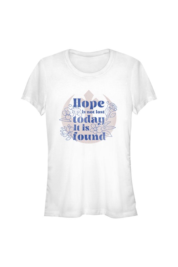 Junior's Star Wars Hope Is Not Lost Today It Is Found, Princess Leia Graphic Tee White 2X Large