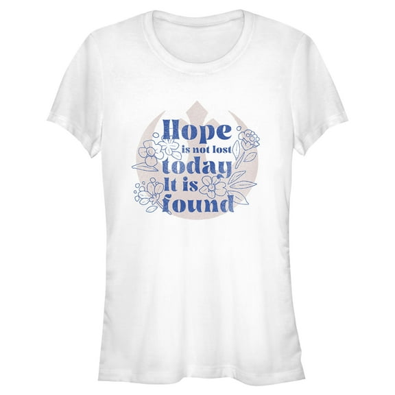Junior's Star Wars Hope Is Not Lost Today It Is Found, Princess Leia Graphic Tee White Small