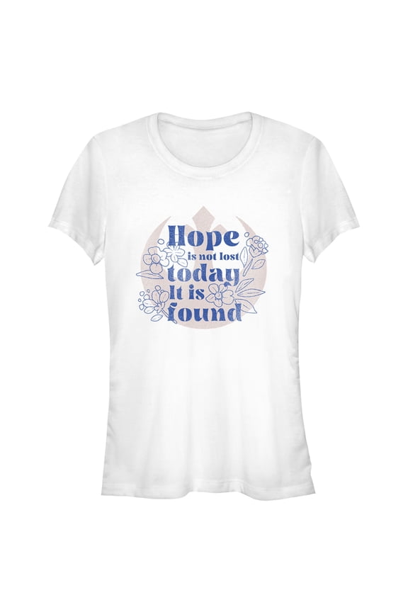 Junior's Star Wars Hope Is Not Lost Today It Is Found, Princess Leia Graphic Tee White Small