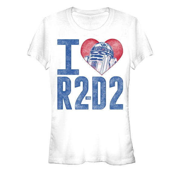 Junior's Star Wars I Love R2-D2  Graphic Tee White Small