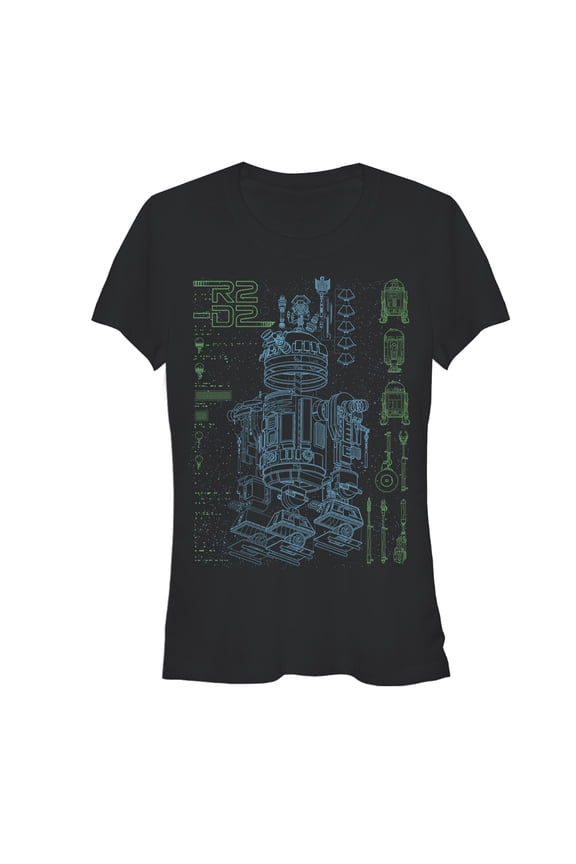 Junior's Star Wars Inside R2-D2 Graphic Tee Black 2X Large