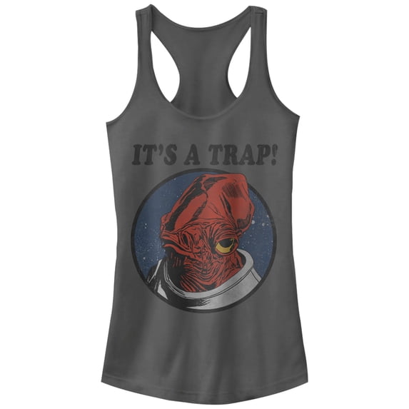 Junior's Star Wars It's a Trap Admiral Ackbar Racerback Tank Top Charcoal Small