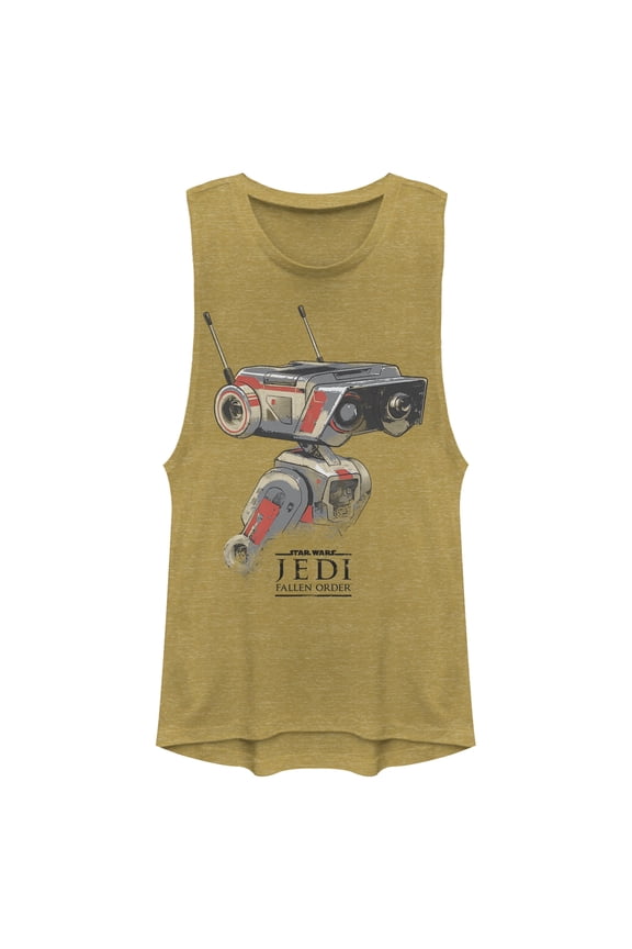 Junior's Star Wars Jedi: Fallen Order BD-1 Grunge Festival Muscle Graphic Tee Gold Heather Medium