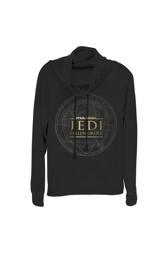 Junior's Star Wars Jedi: Fallen Order Celestial Map  Cowl Neck Sweatshirt Black Medium