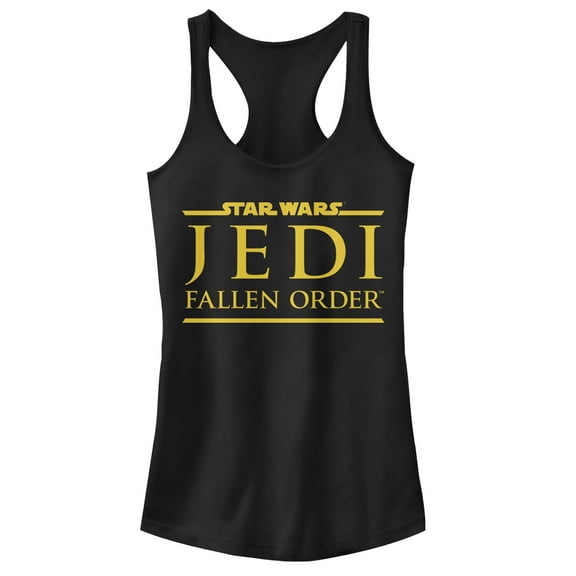 Junior's Star Wars Jedi: Fallen Order Golden Logo  Racerback Tank Top Black Small