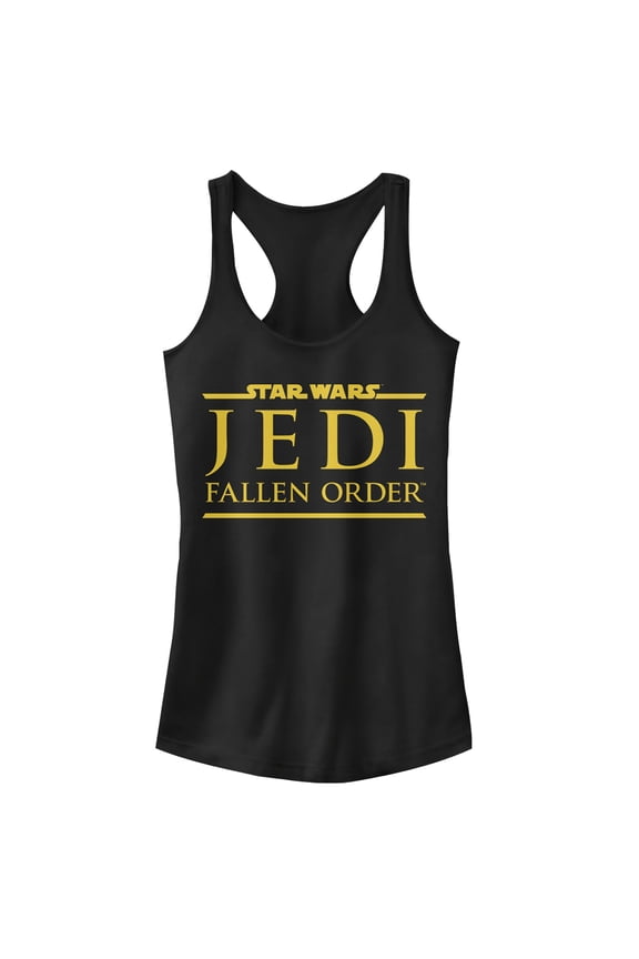 Junior's Star Wars Jedi: Fallen Order Golden Logo Racerback Tank Top Black X Large