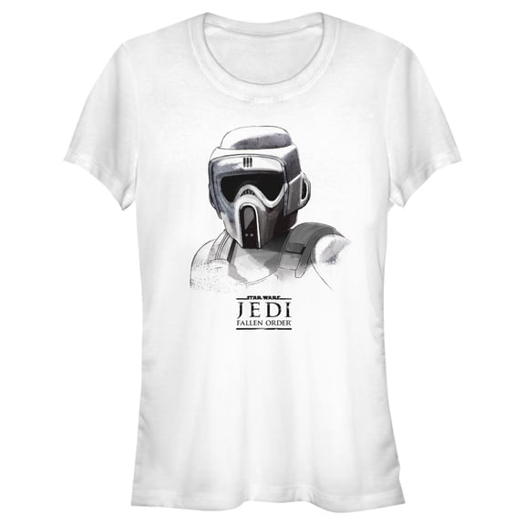 Junior's Star Wars Jedi: Fallen Order Grayscale Scout Trooper  Graphic Tee White Large
