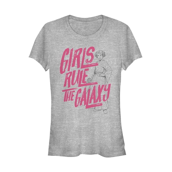 Junior's Star Wars Leia Girls Rule Galaxy Graphic Tee Athletic Heather Large