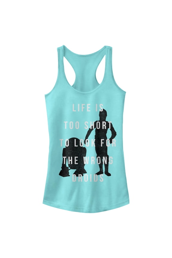 Junior's Star Wars Looking For Droids Racerback Tank Top Cancun Small
