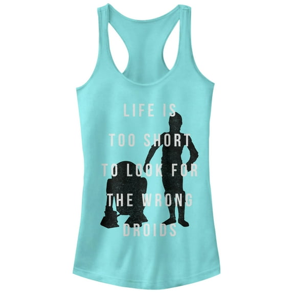 Junior's Star Wars Looking For Droids Racerback Tank Top Cancun X Large