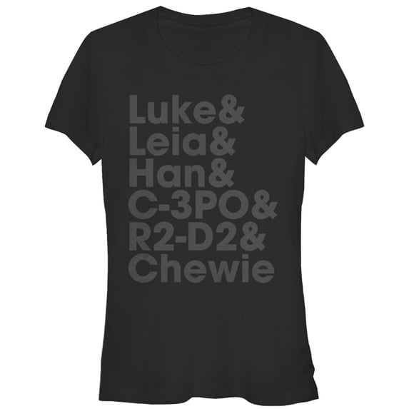 Junior's Star Wars Luke and Leia Graphic Tee Black Medium