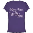 thumbnail image 1 of Junior's Star Wars May The Force Be With You Distressed Graphic Tee Purple X Large, 1 of 2