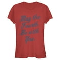 thumbnail image 1 of Junior's Star Wars May the Fourth Cursive Graphic Tee Red 2X Large, 1 of 3