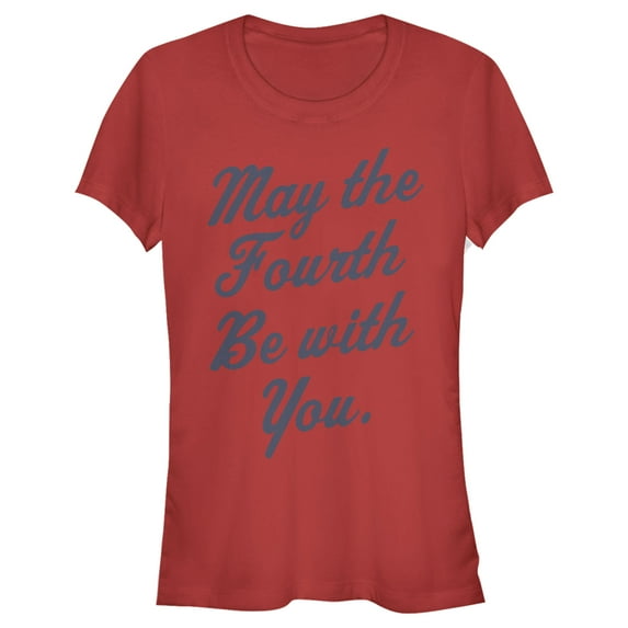 Junior's Star Wars May the Fourth Cursive Graphic Tee Red 2X Large