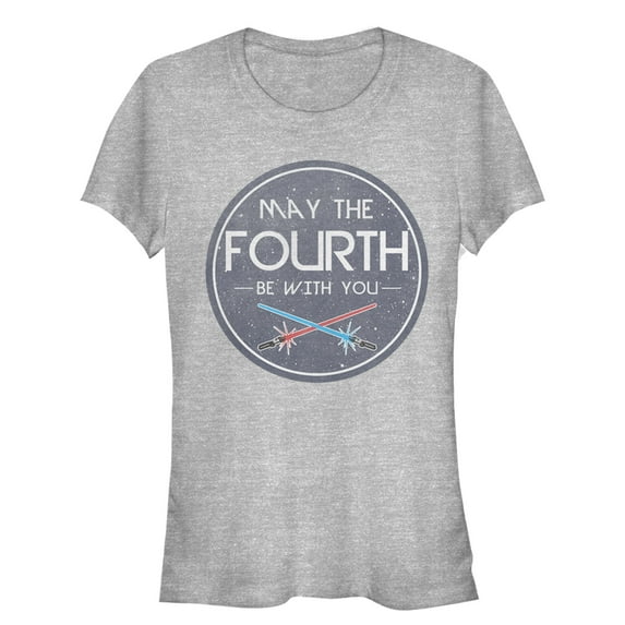 Junior's Star Wars May the Fourth Lightsabers Graphic Tee Athletic Heather Medium