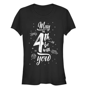 Junior's Star Wars May the Fourth Starry Icons  Graphic Tee Black X Large