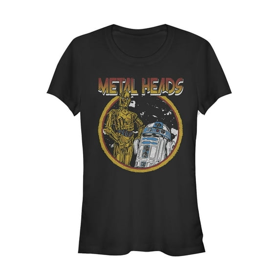 Junior's Star Wars Metal Head Rock Droids Graphic Tee Black X Large