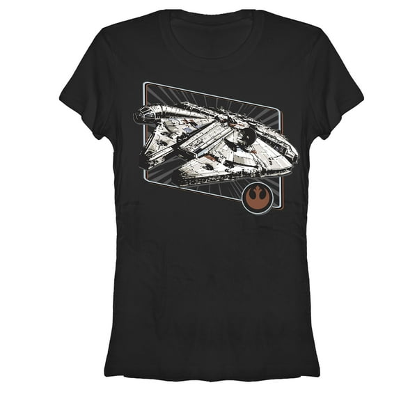 Junior's Star Wars Millennium Falcon Rebel Insignia  Graphic Tee Black 2X Large