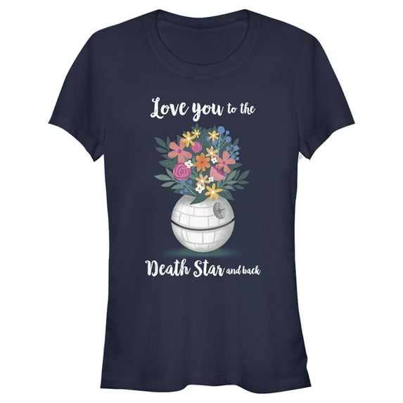 Junior's Star Wars Mother's Day Love You to the Death Star and Back Graphic Tee Navy Blue Medium